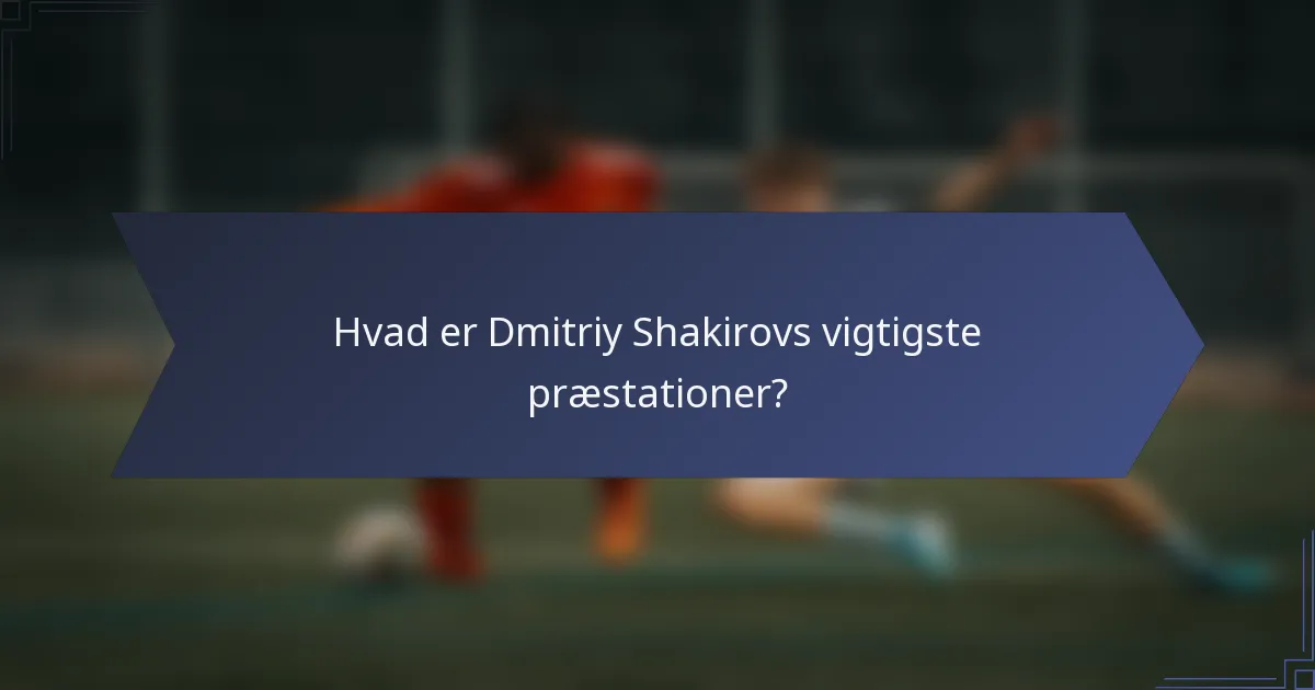 Hvad er Dmitriy Shakirovs vigtigste præstationer?