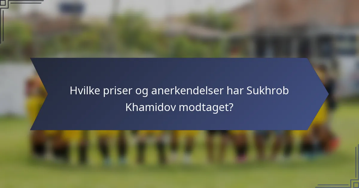 Hvilke priser og anerkendelser har Sukhrob Khamidov modtaget?