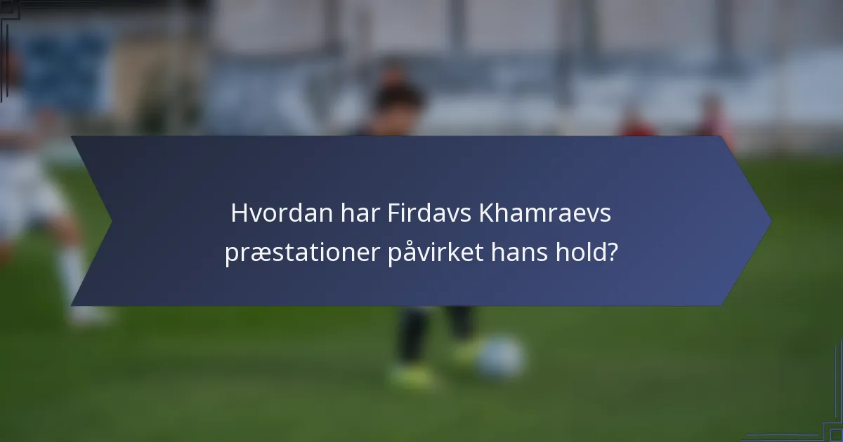 Hvordan har Firdavs Khamraevs præstationer påvirket hans hold?